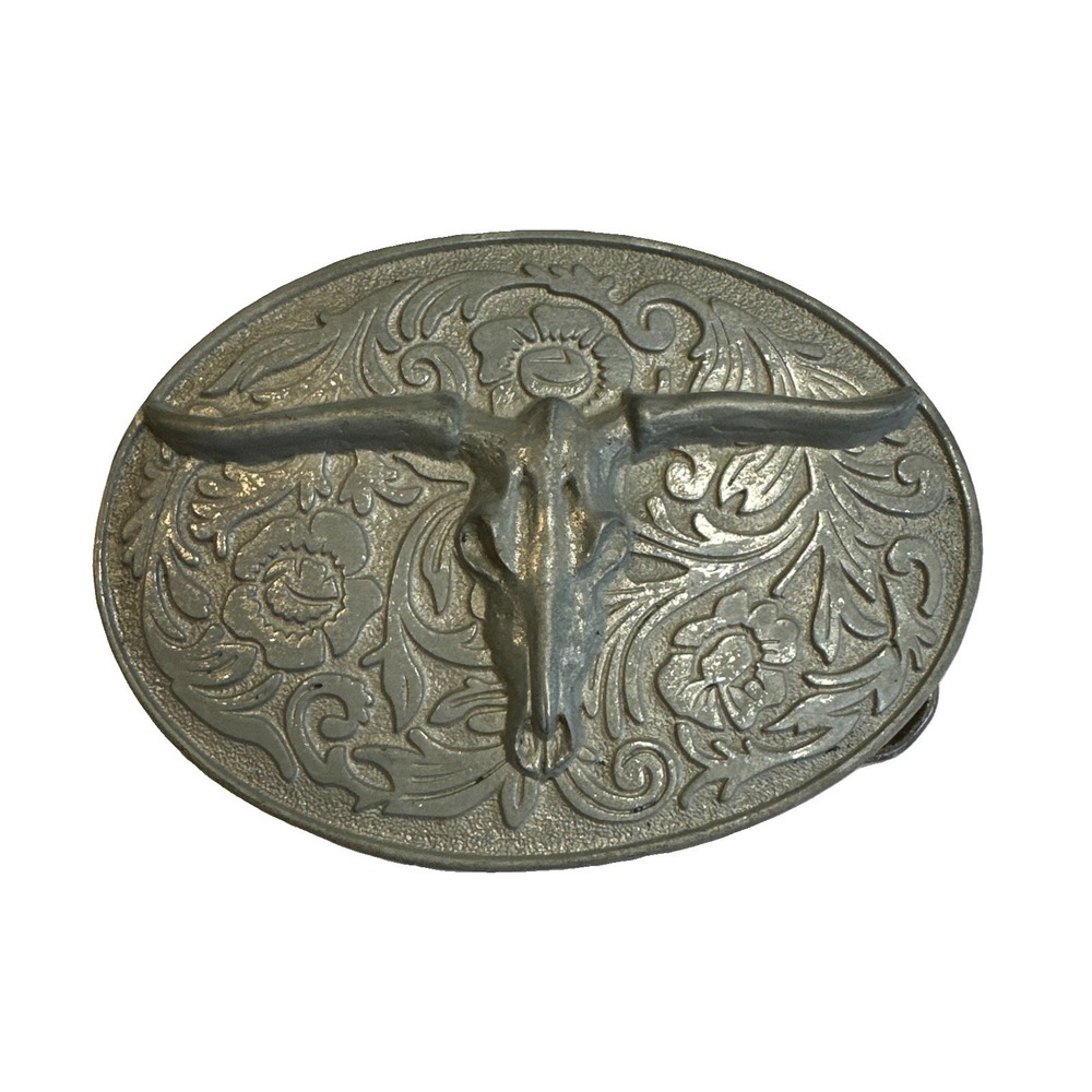 Longhorn Skull Western Paisley Belt Buckle 4" x 3" 4746